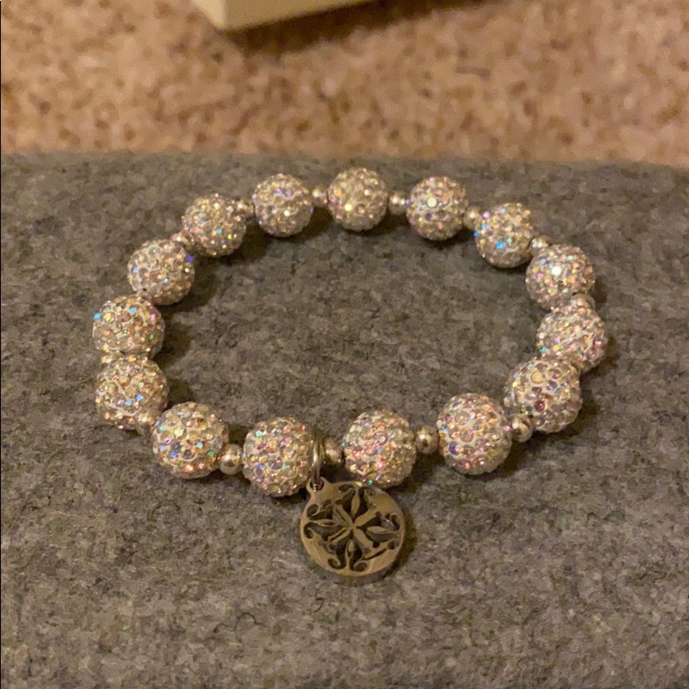 White slightly iridescent rustic cuff bracelet